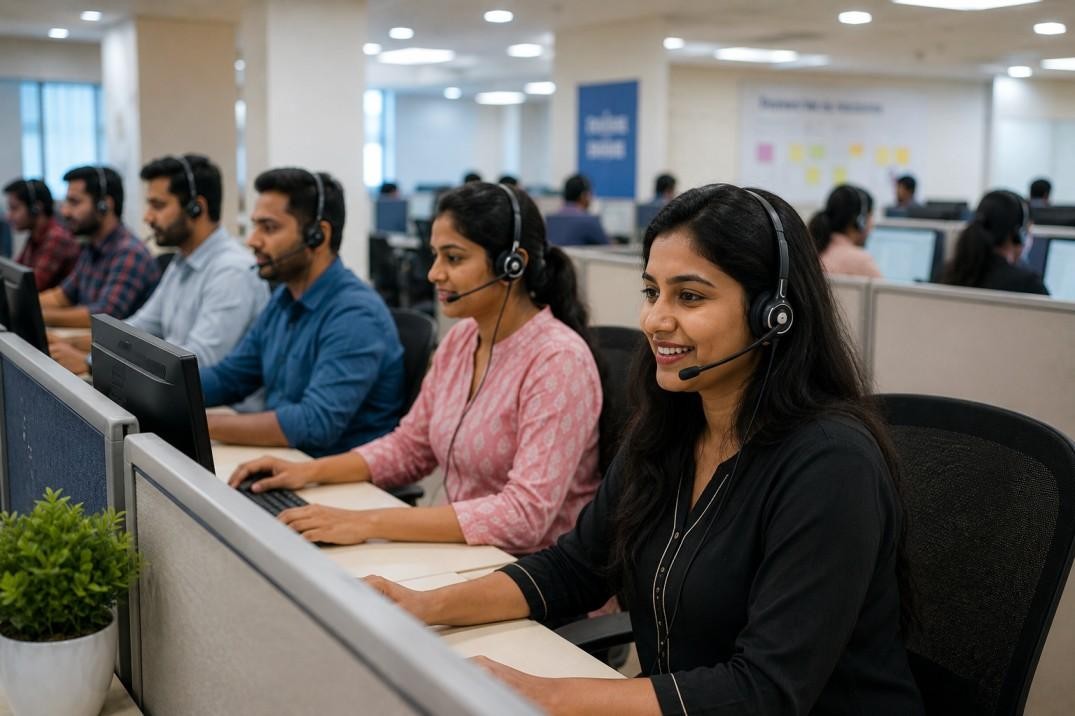 Modern Indian call center powered by voice AI