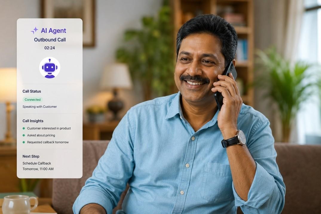 AI Agent handling an outbound call with real-time insights