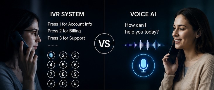 IVR System vs Voice AI comparison graphic
