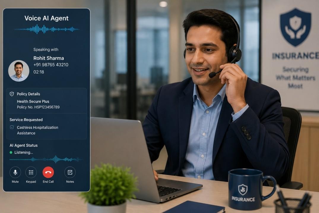 Voice AI Agent handling a cashless hospitalization request on an insurance call