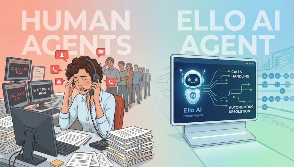 Overwhelmed human agent vs AI phone agent