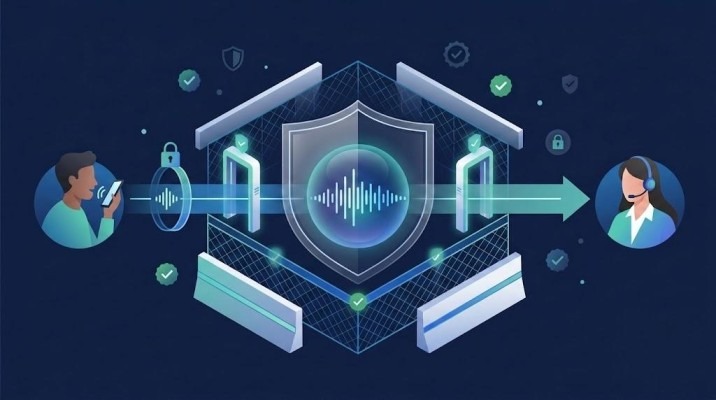 Voice biometric authentication and security shielding customer service call