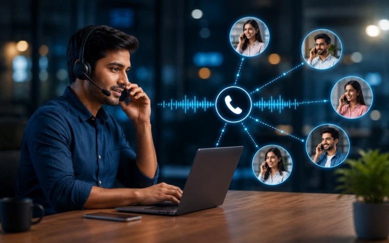 Person doing automated calling using AI